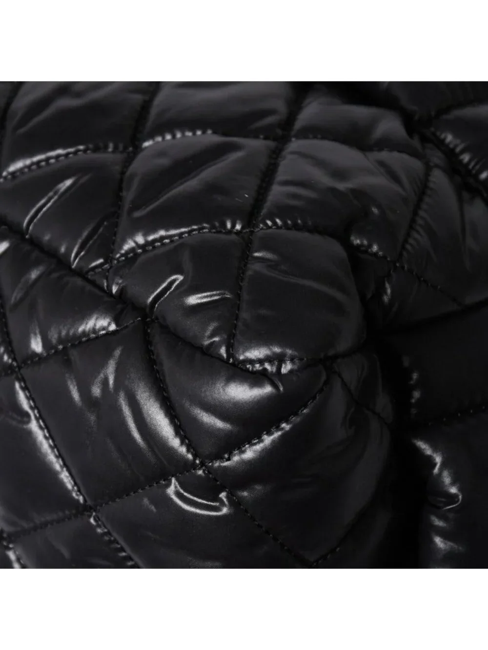 Chanel Coco Cocoon Clutch Black Nylon Calfskin Makeup Pouch Silver